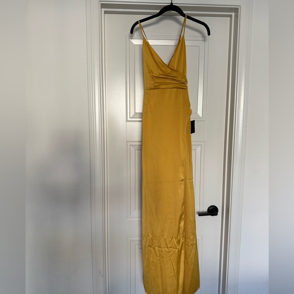 Lulu's Yellow Ruched Slip Maxi Dress
